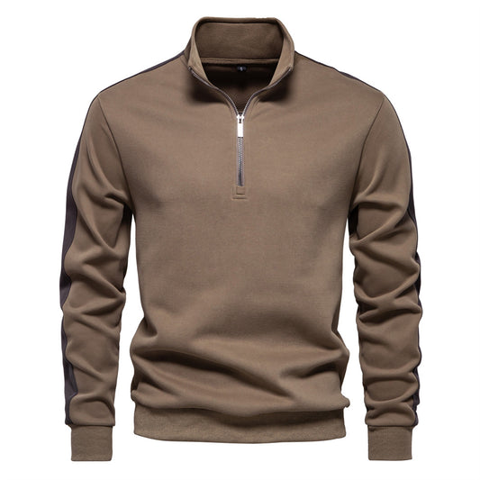 Solid color Men's long sleeve stand collar sweatshirt