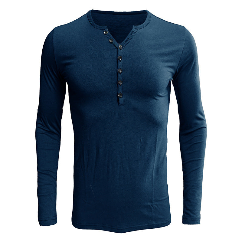 Men's T-shirts Long-sleeved men's bottoming shirts Henley shirts