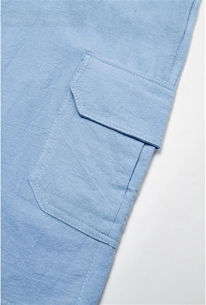 New linen shorts with multiple pockets and drawstrings for men