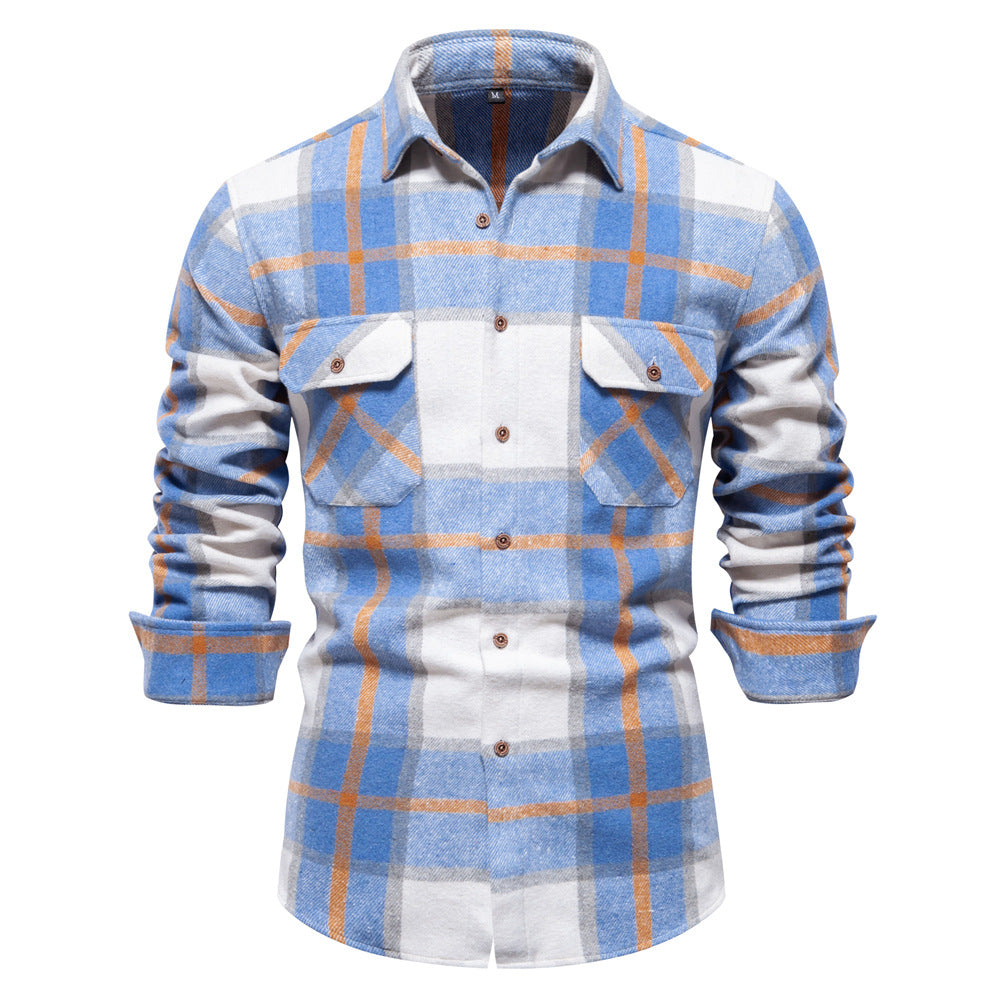 Printed plaid Men's stylish plaid long sleeve shirt
