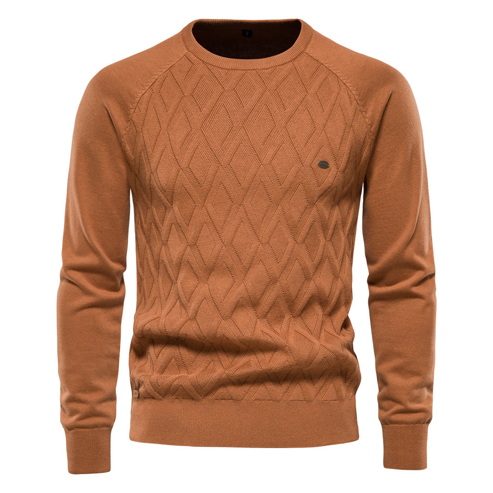Men's pure cotton pullover solid color sweater