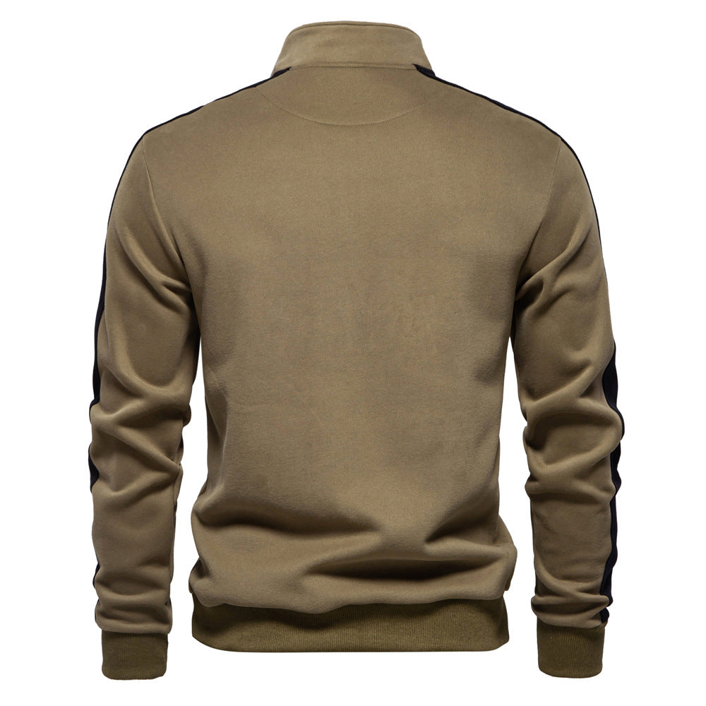 Solid color Men's long sleeve stand collar sweatshirt