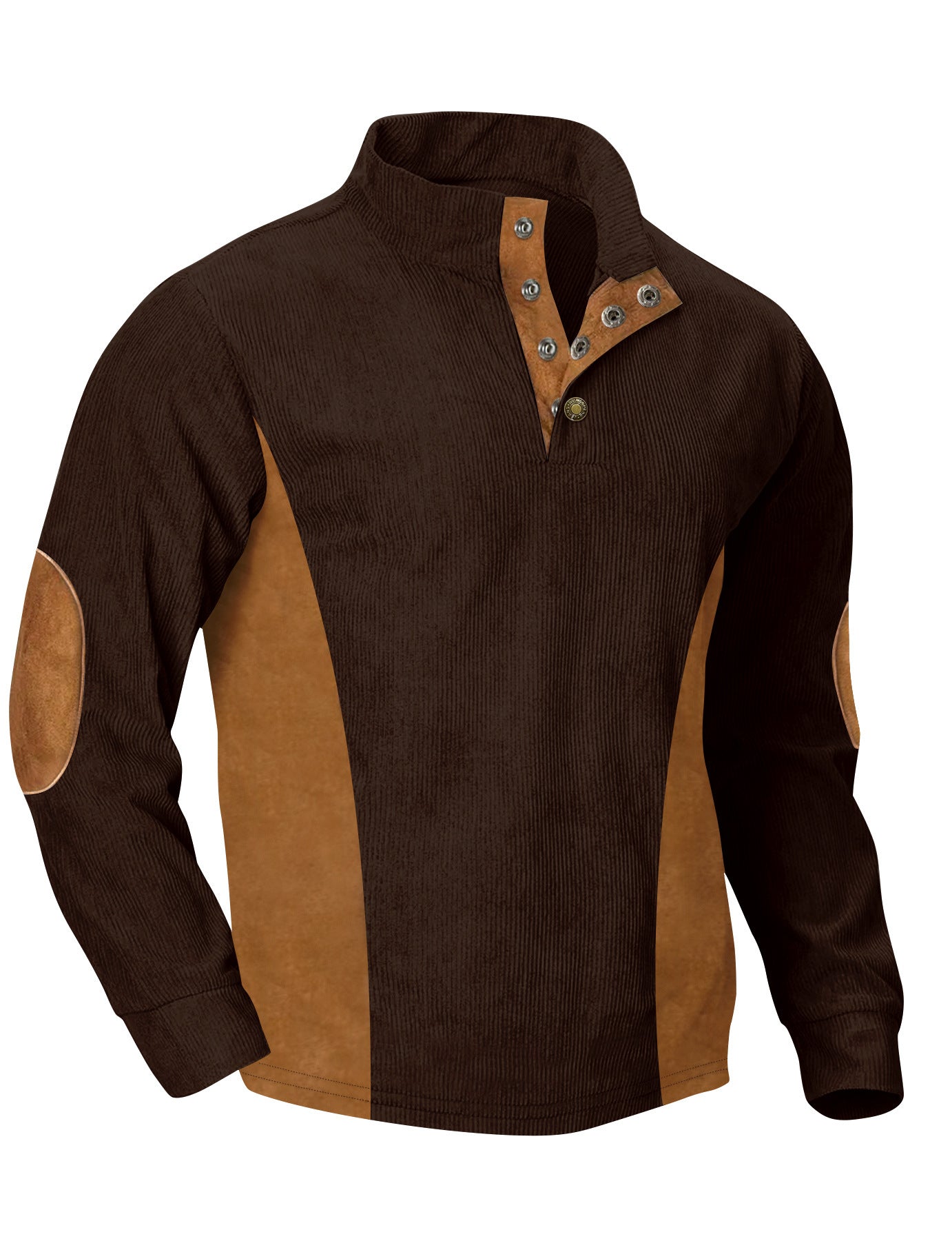 Men's casual stand collar long sleeve ribbed corduroy sweatshirt