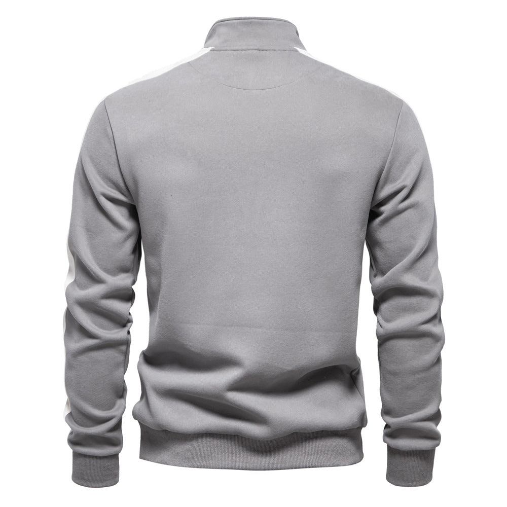 Solid color Men's long sleeve stand collar sweatshirt