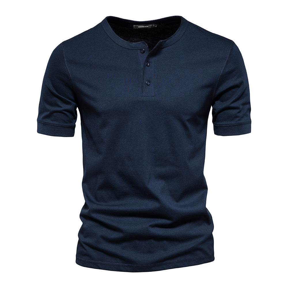 Men's Slim Fit Solid Color Round Neck Short Sleeve T-Shirt