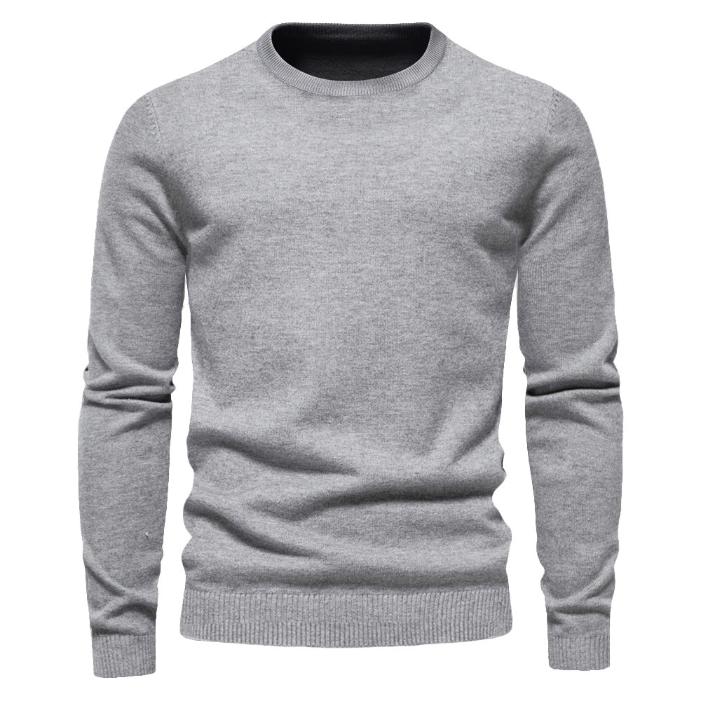 Solid color Men's round neck slim fit sweater