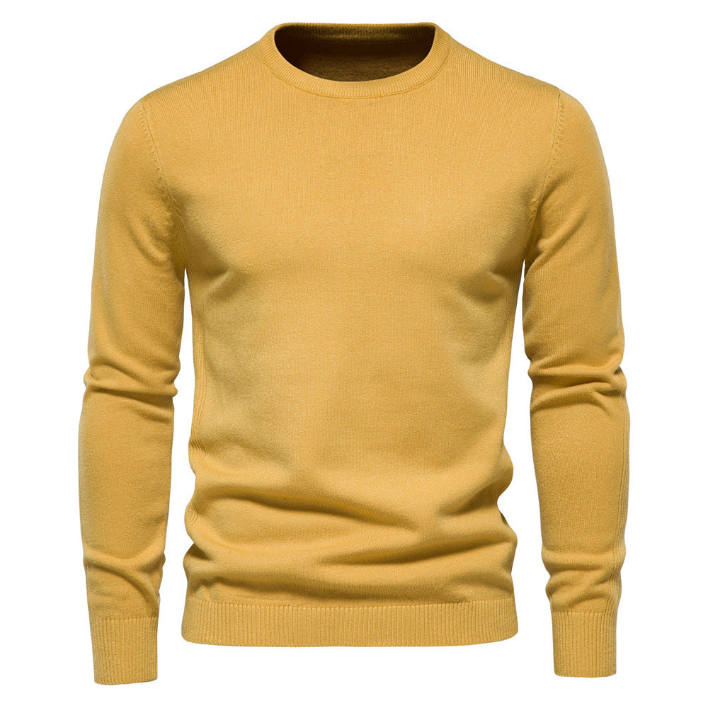 Solid color Men's round neck slim fit sweater