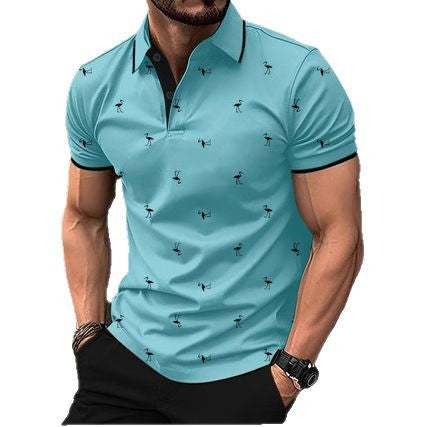 Polo flamingo short-sleeved shirt with fashionable and personalized prints