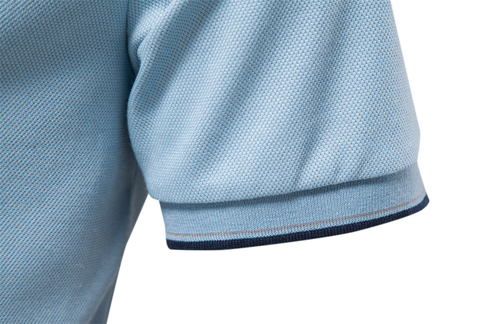 Fashion solid color Men's V-neck POLO shirt