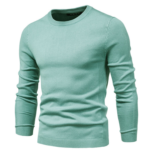 Solid color Men's round neck slim fit sweater