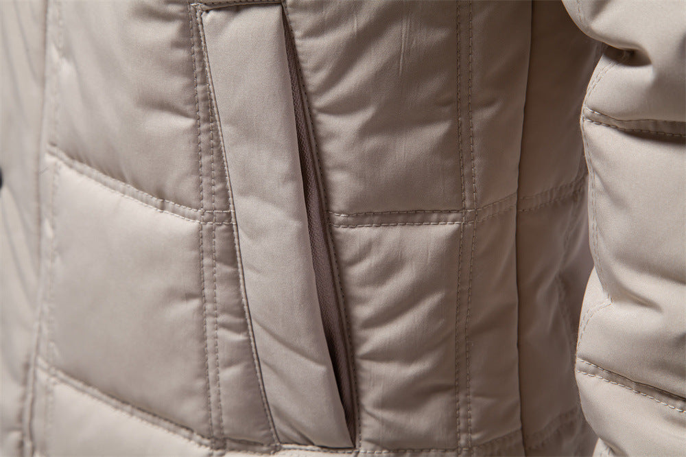 Solid color business men's stand collar jacket warm and thick white goose down