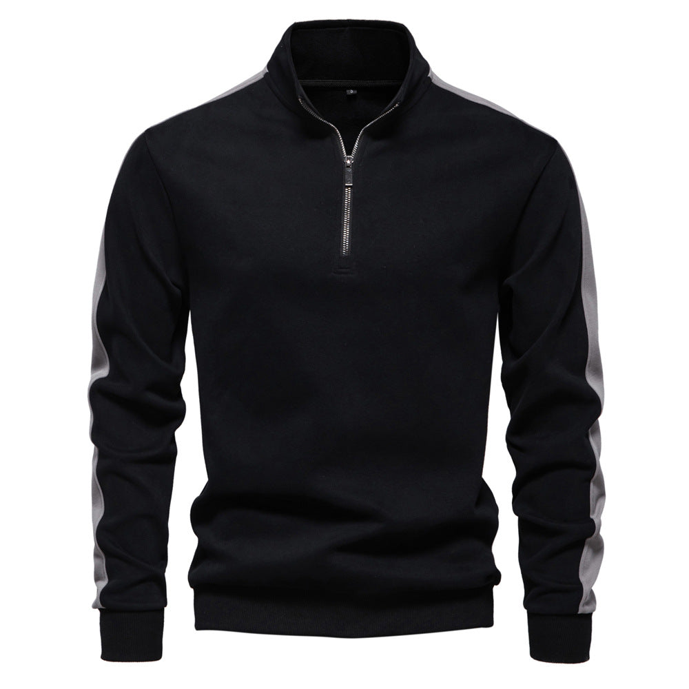 Solid color Men's long sleeve stand collar sweatshirt