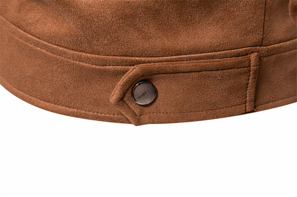 Fashion solid color simple men's suede lapel jacket