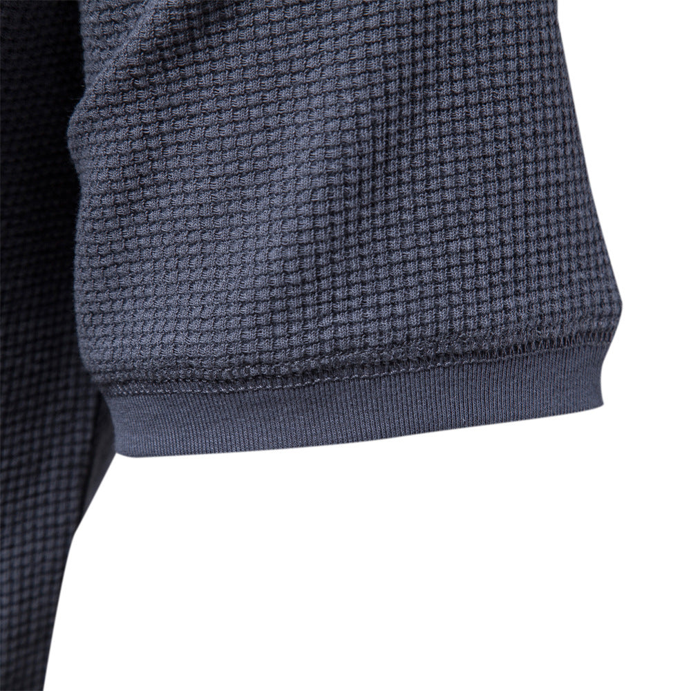 Solid color Men's short-sleeved waffle T-shirt