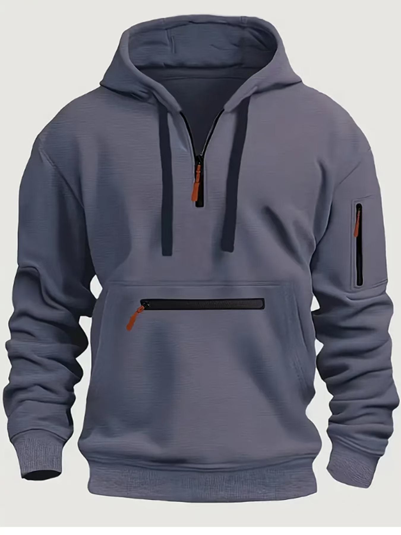 Men's Sweatshirt Hooded Arm Zipper Long Sleeve Pullover Trendy Hoodie Fashion