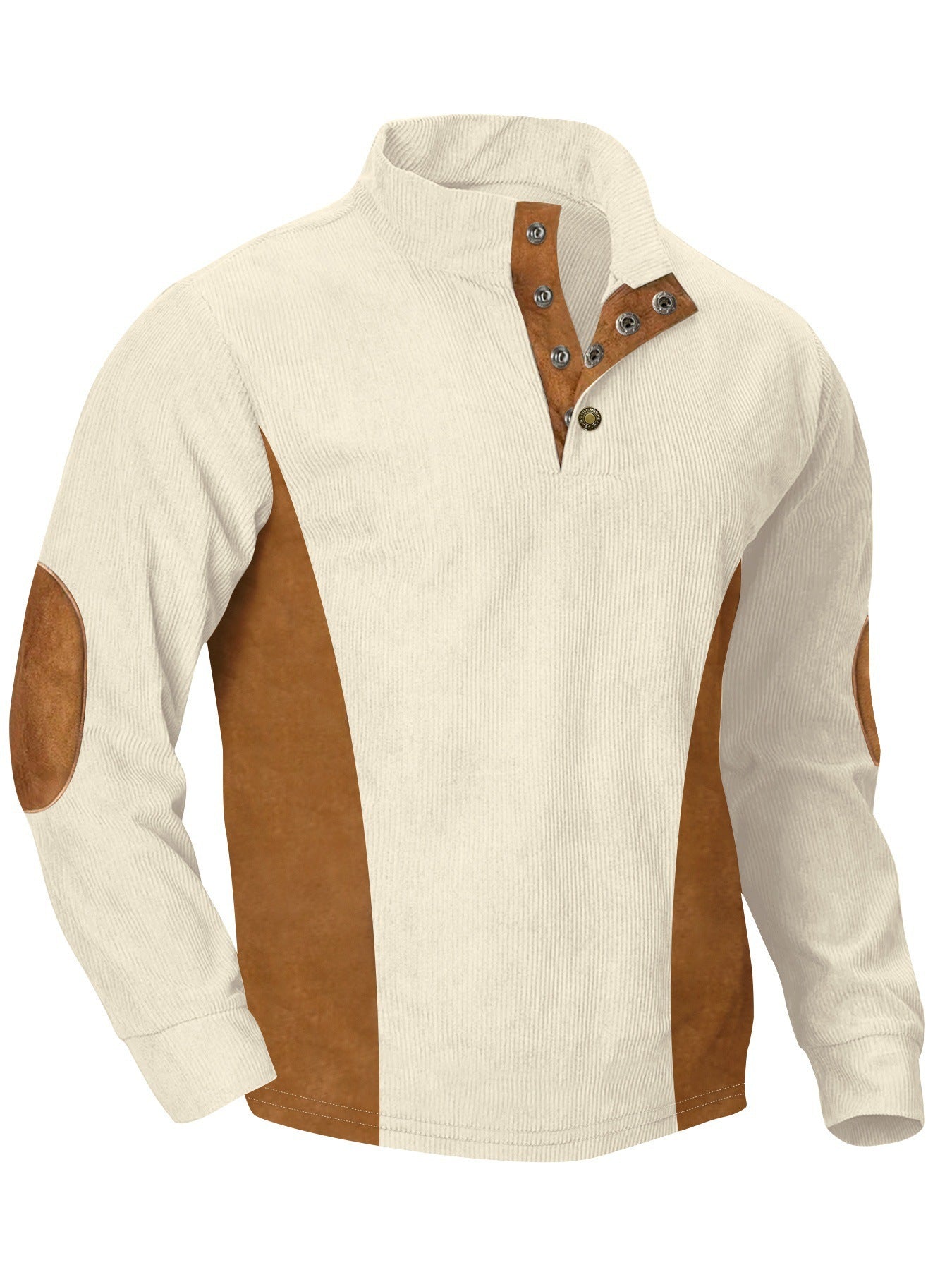 Men's casual stand collar long sleeve ribbed corduroy sweatshirt