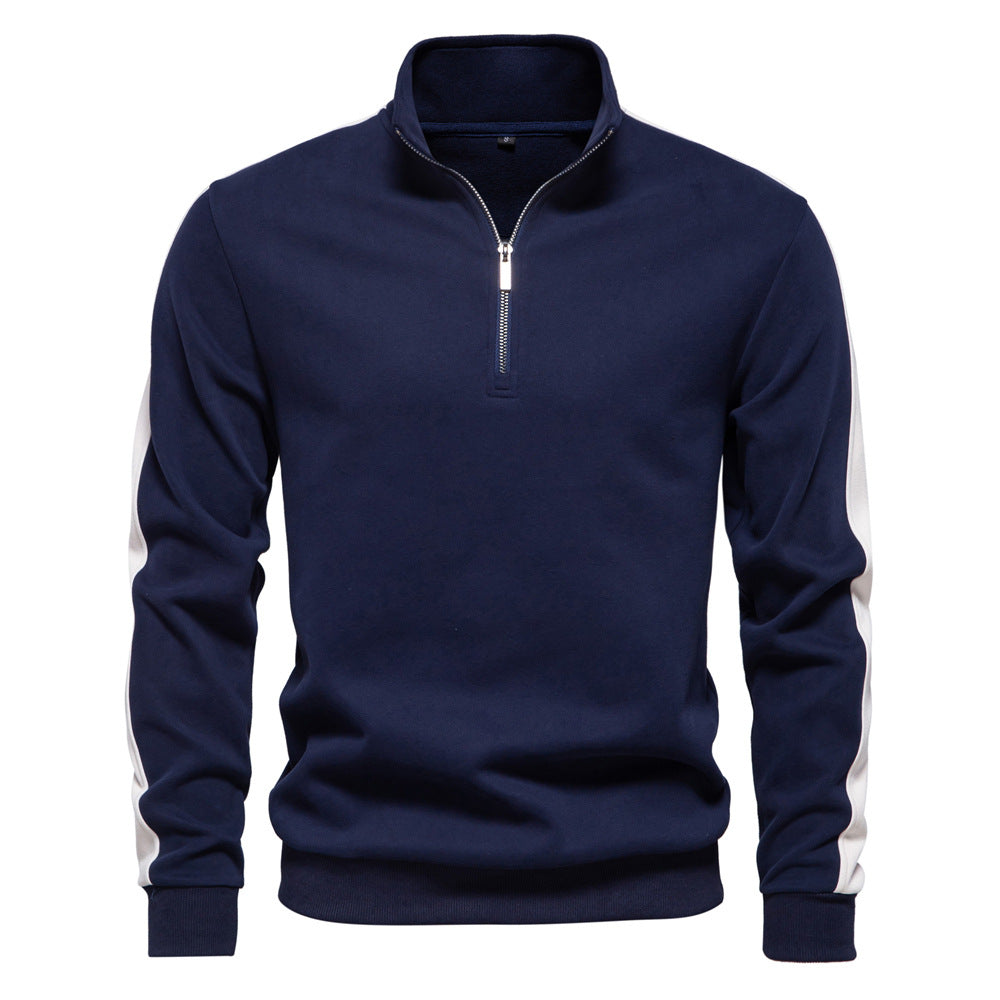 Solid color Men's long sleeve stand collar sweatshirt