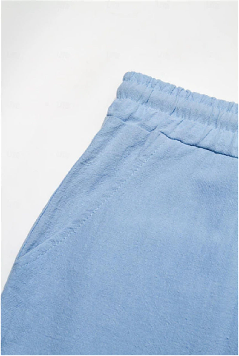New linen shorts with multiple pockets and drawstrings for men