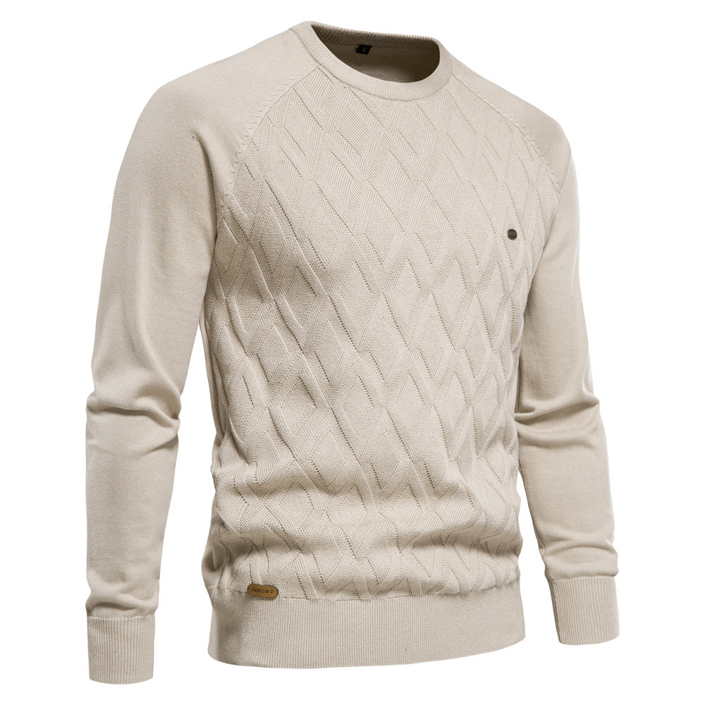 Men's pure cotton pullover solid color sweater
