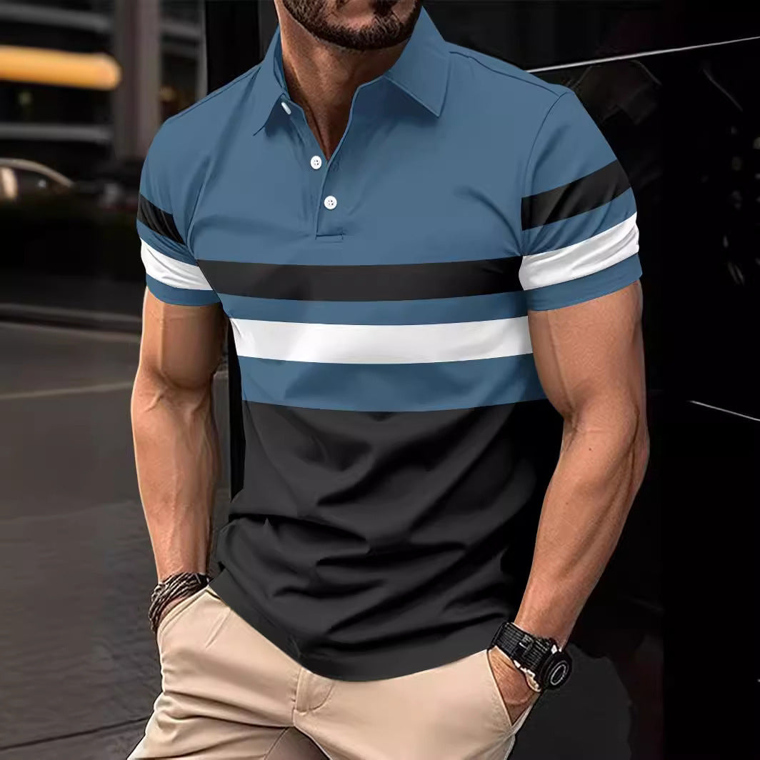 Striped Men's Sports Polo Shirt Top