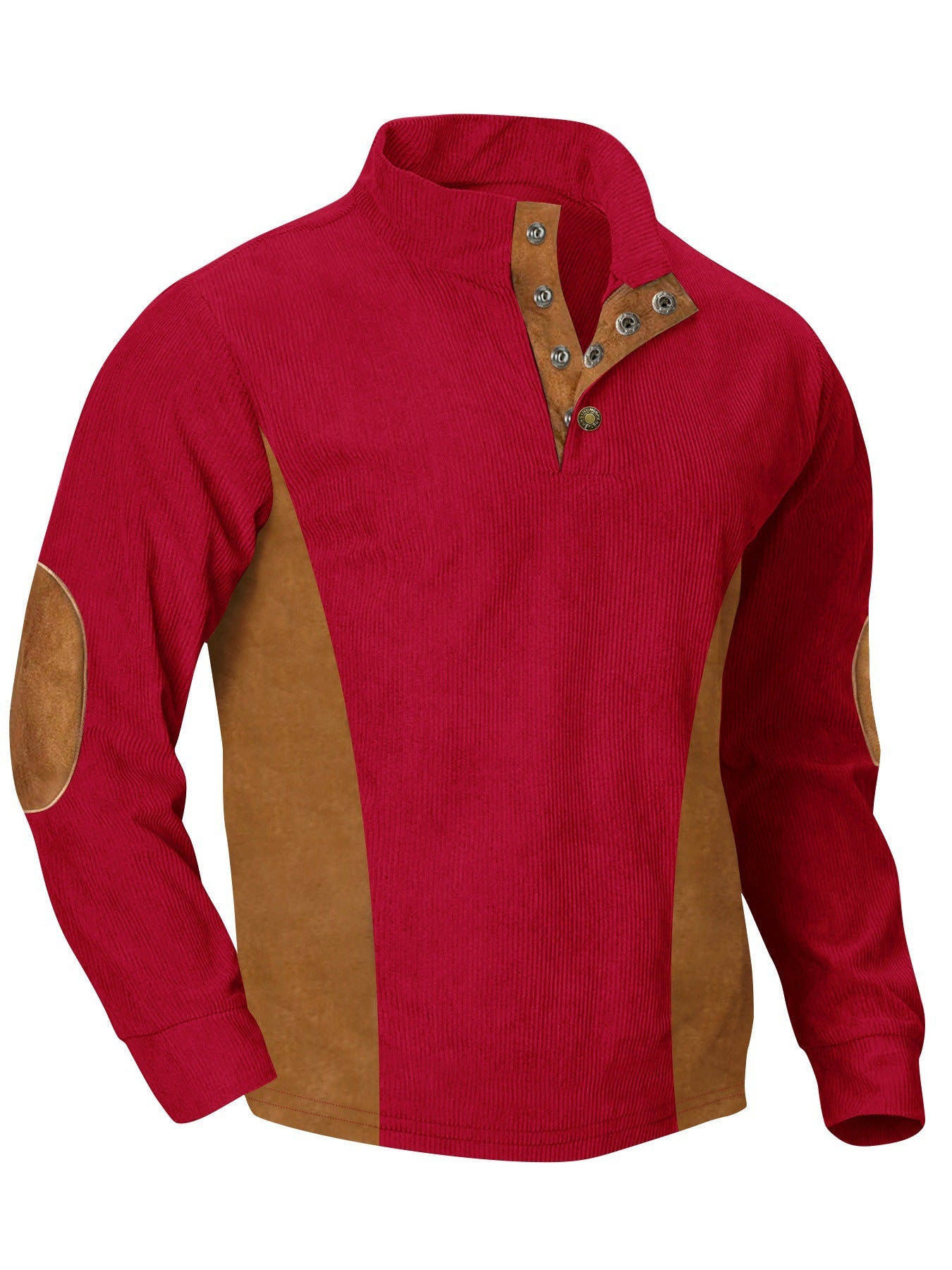 Men's casual stand collar long sleeve ribbed corduroy sweatshirt