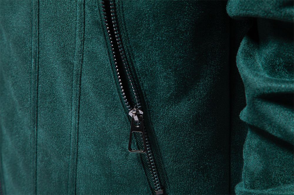 Solid color simple men's suede lapel jacket slim fit fashion