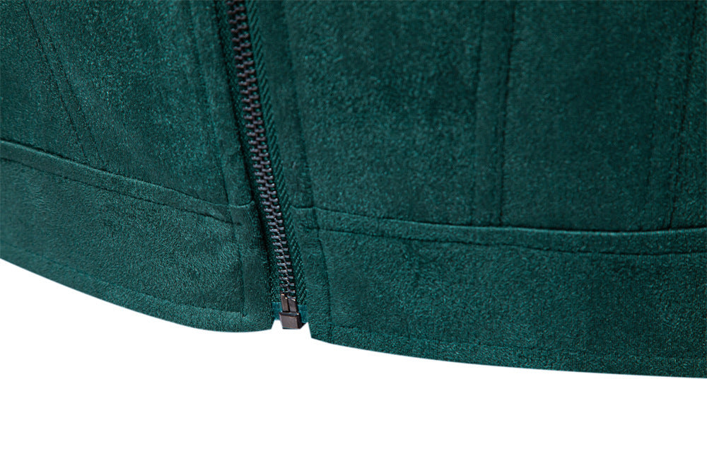 Solid color simple men's suede lapel jacket slim fit fashion