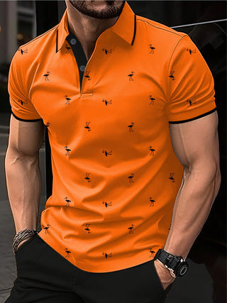 Polo flamingo short-sleeved shirt with fashionable and personalized prints