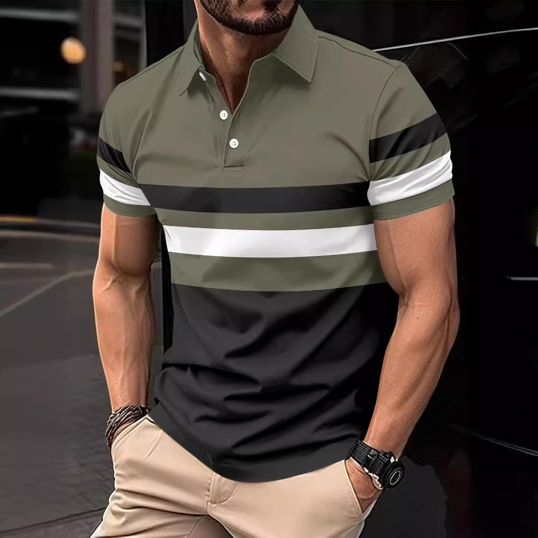 Striped Men's Sports Polo Shirt Top
