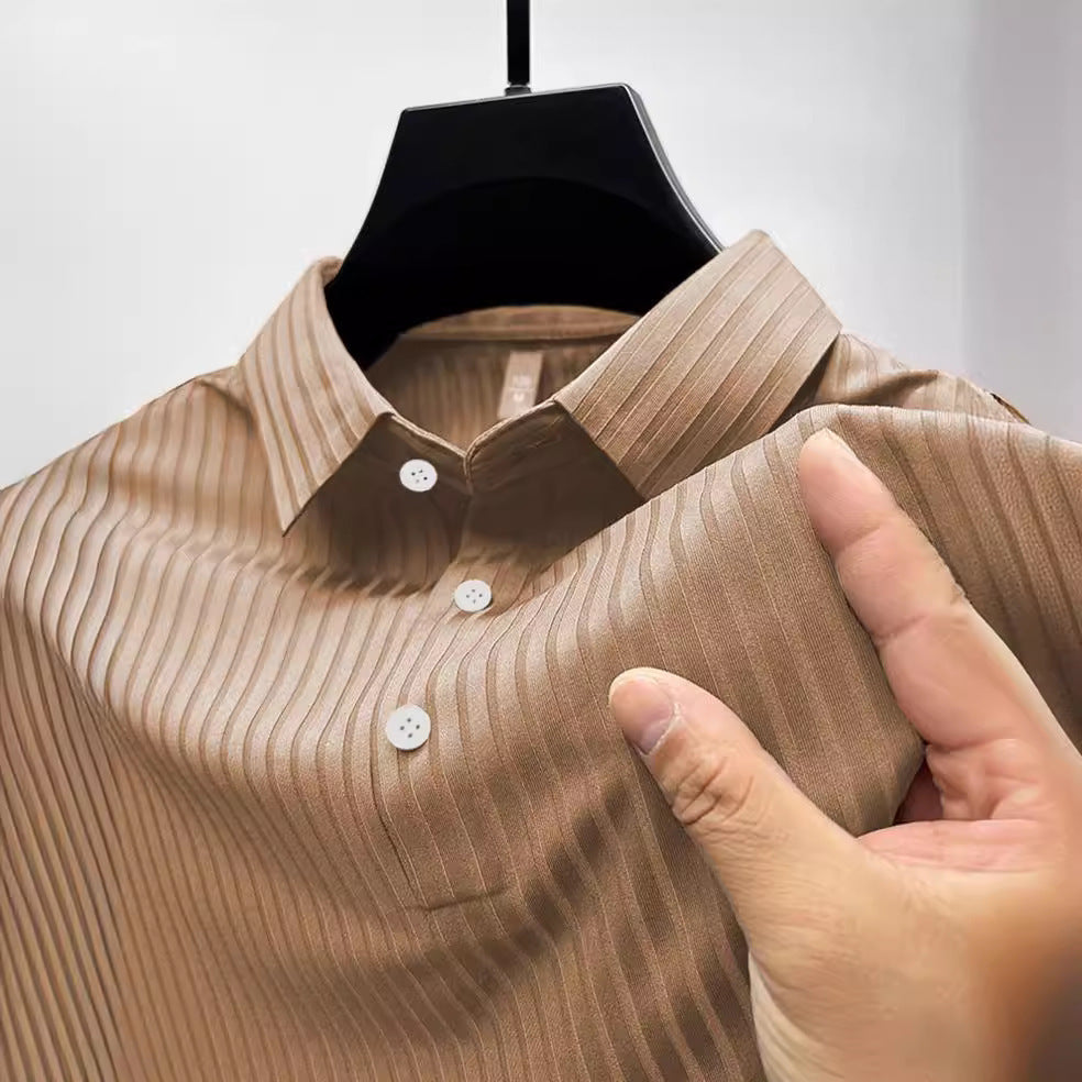 Men's sports polo shirt with striped collar