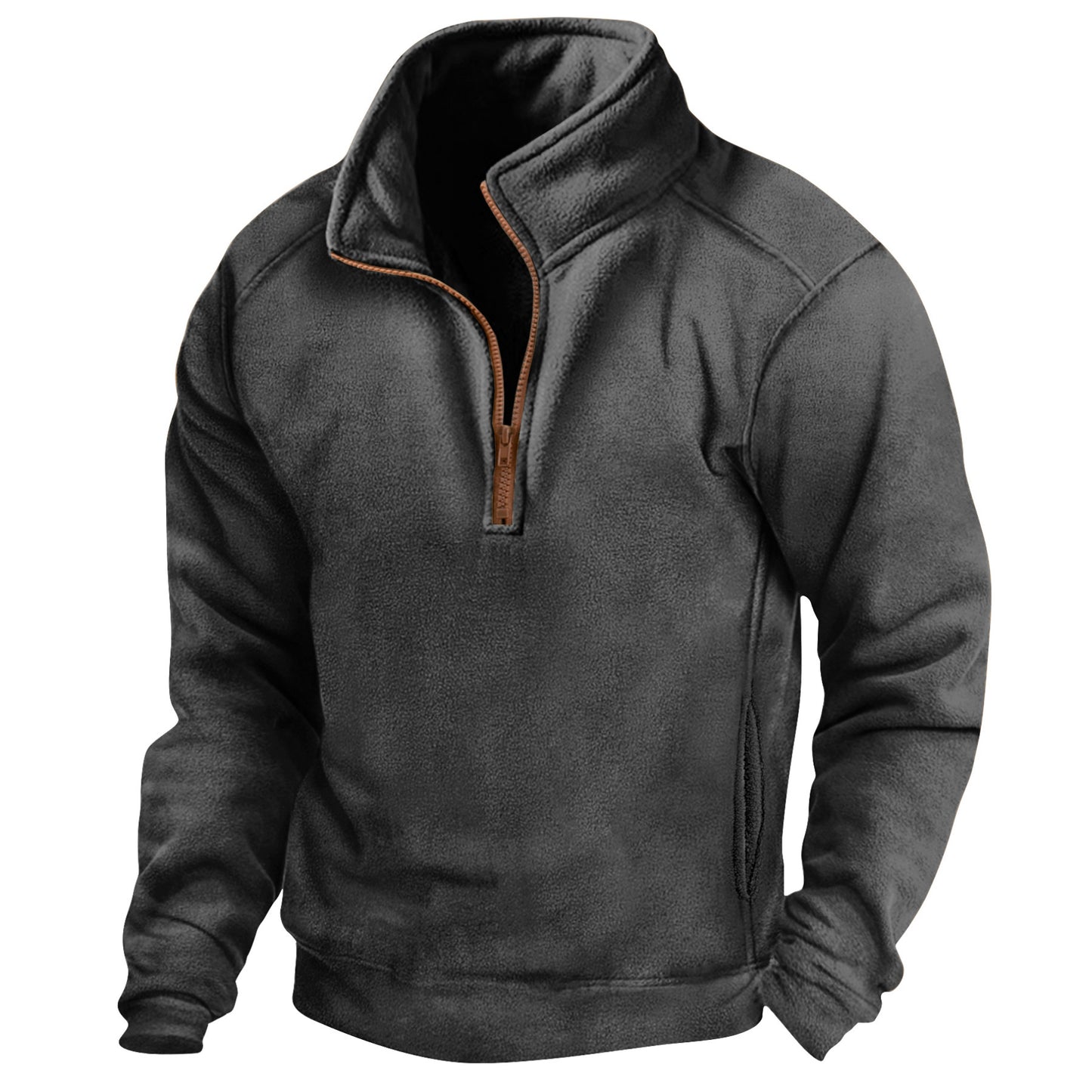 Stand collar half zip long sleeve sweatshirt pullover sports long sleeve shirt
