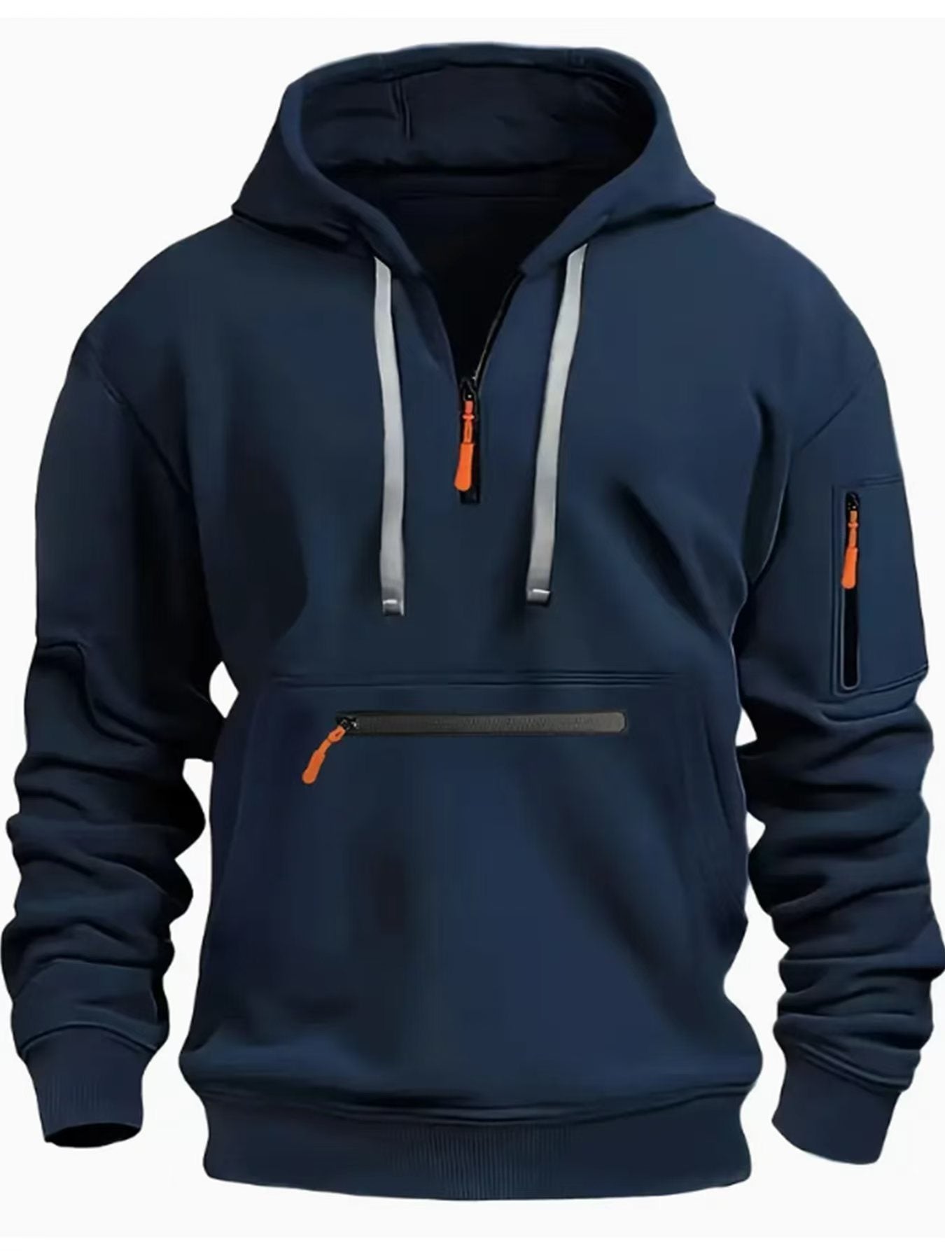 Men's Sweatshirt Hooded Arm Zipper Long Sleeve Pullover Trendy Hoodie Fashion