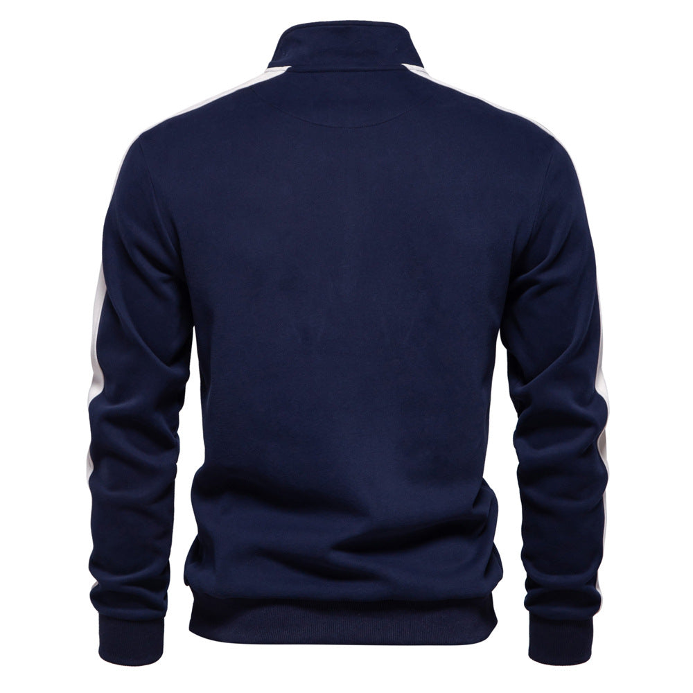 Solid color Men's long sleeve stand collar sweatshirt