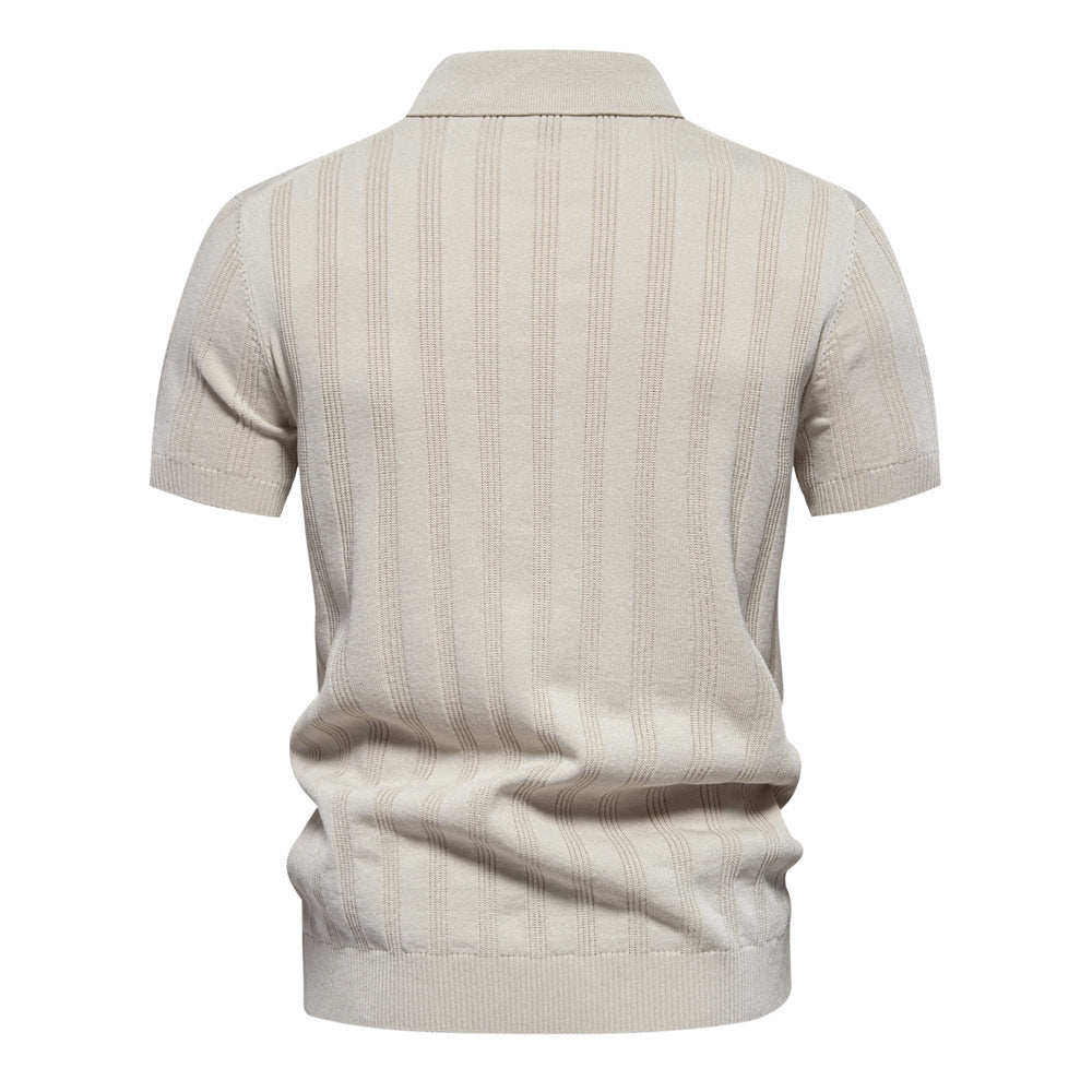 Men's lapel short-sleeved sweater