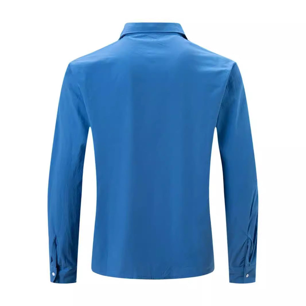 Men's casual fashion cotton and linen slim long-sleeved shirt
