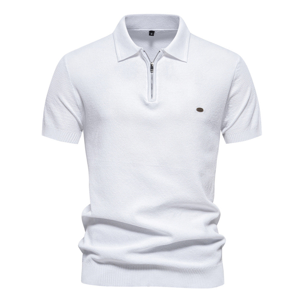 Solid color fashion Men's short-sleeved lapel POLO shirt