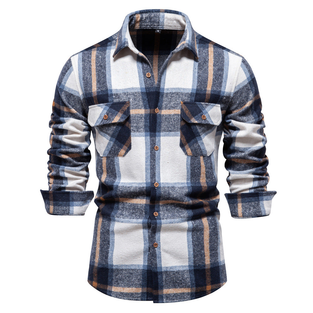 Printed plaid Men's stylish plaid long sleeve shirt