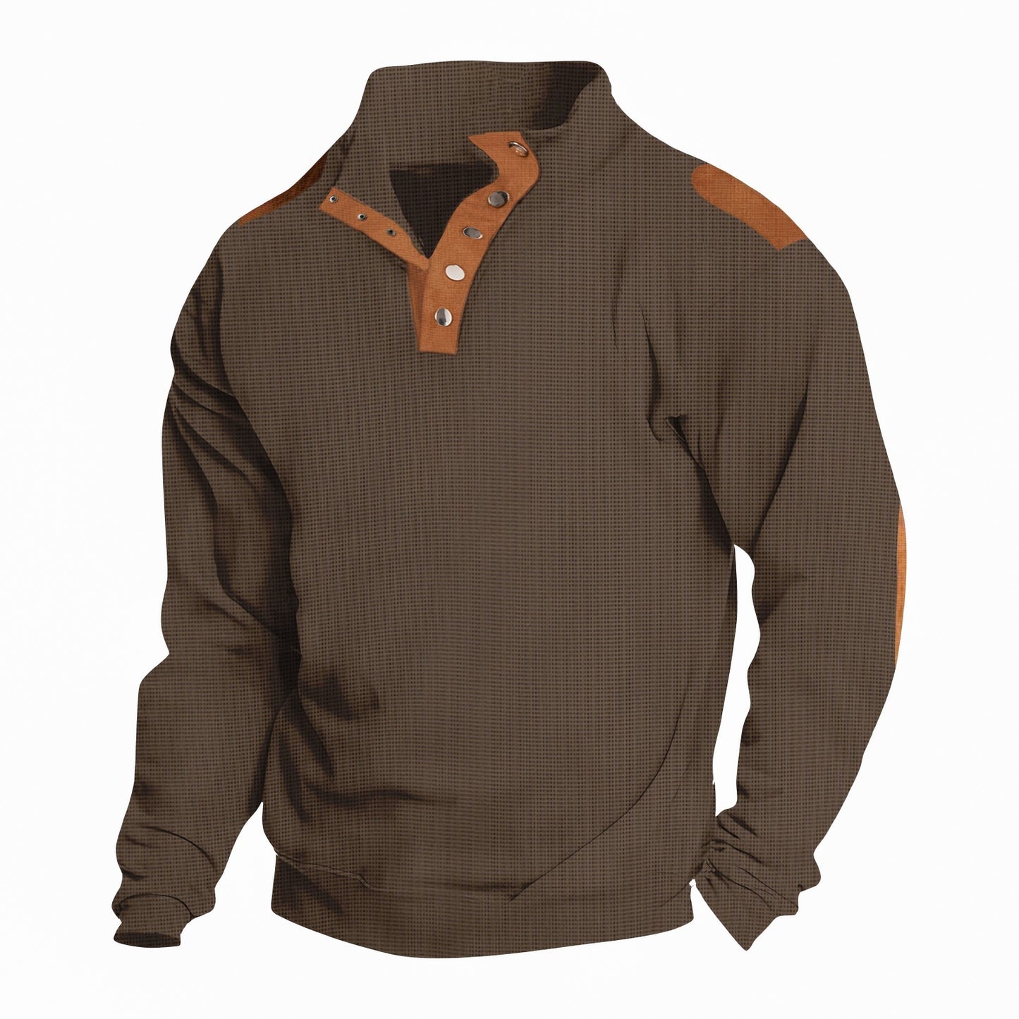 Men's outdoor warm plaid casual stand collar long sleeve sweatshirt