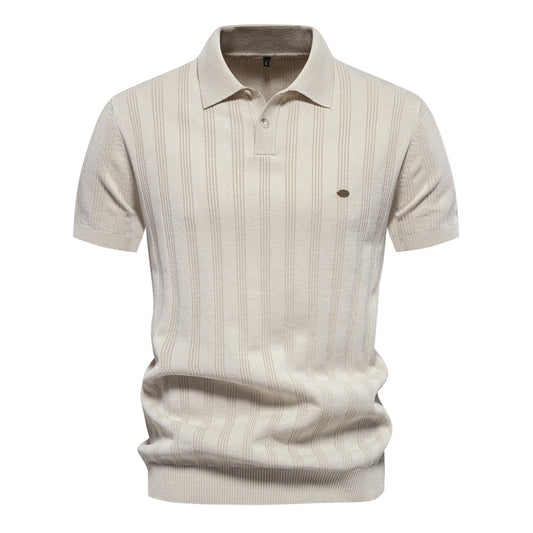 Men's lapel short-sleeved sweater