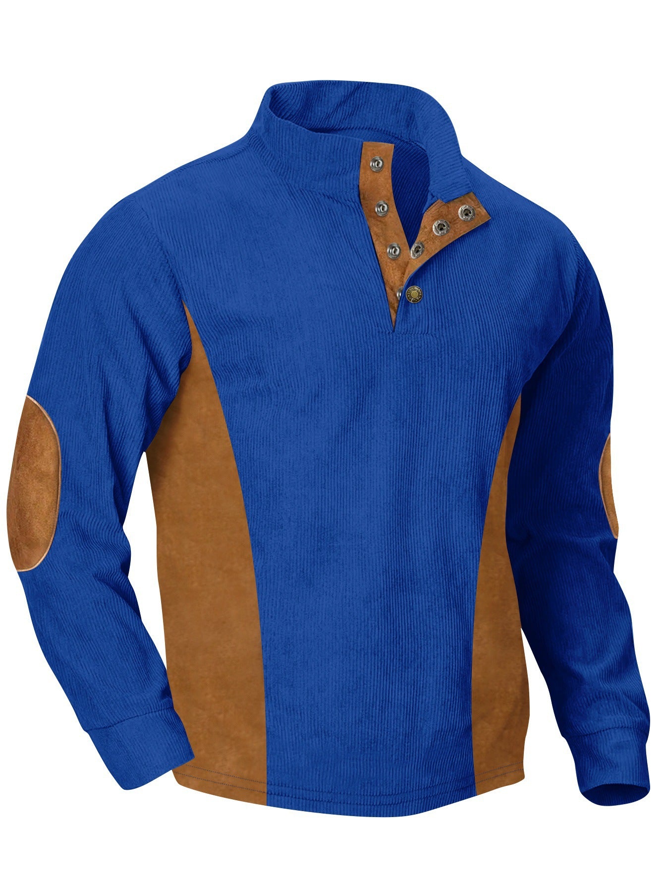 Men's casual stand collar long sleeve ribbed corduroy sweatshirt
