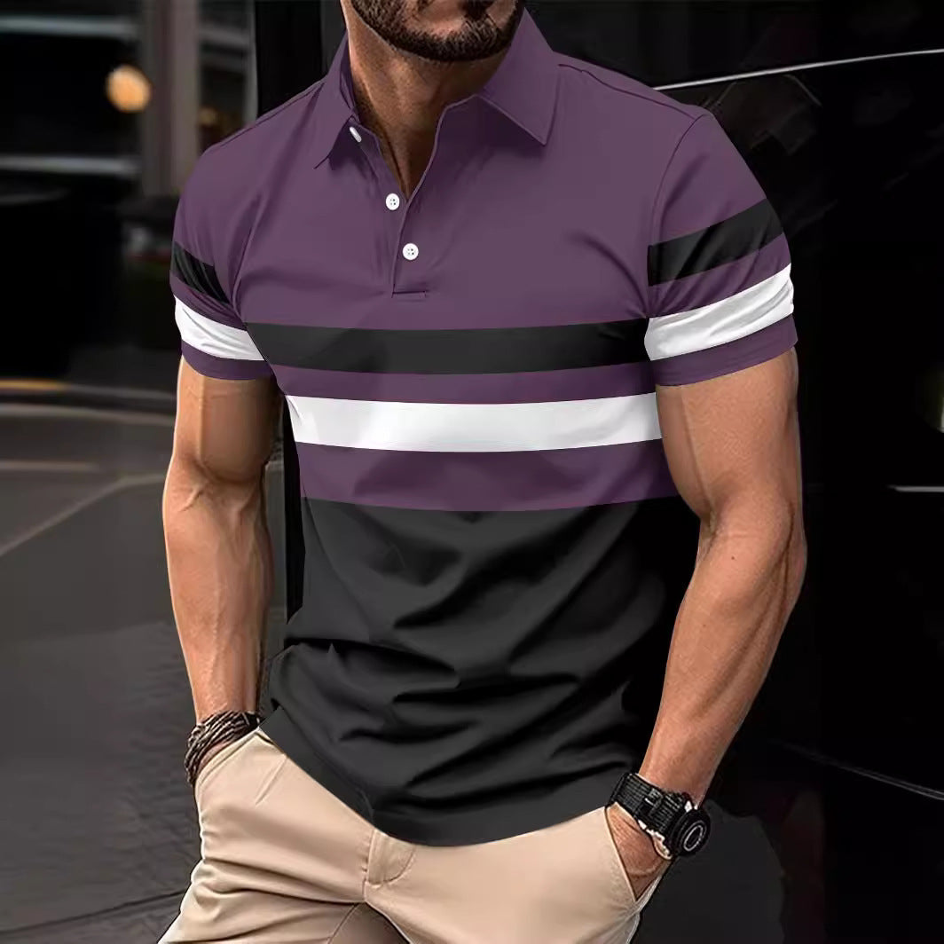 Striped Men's Sports Polo Shirt Top