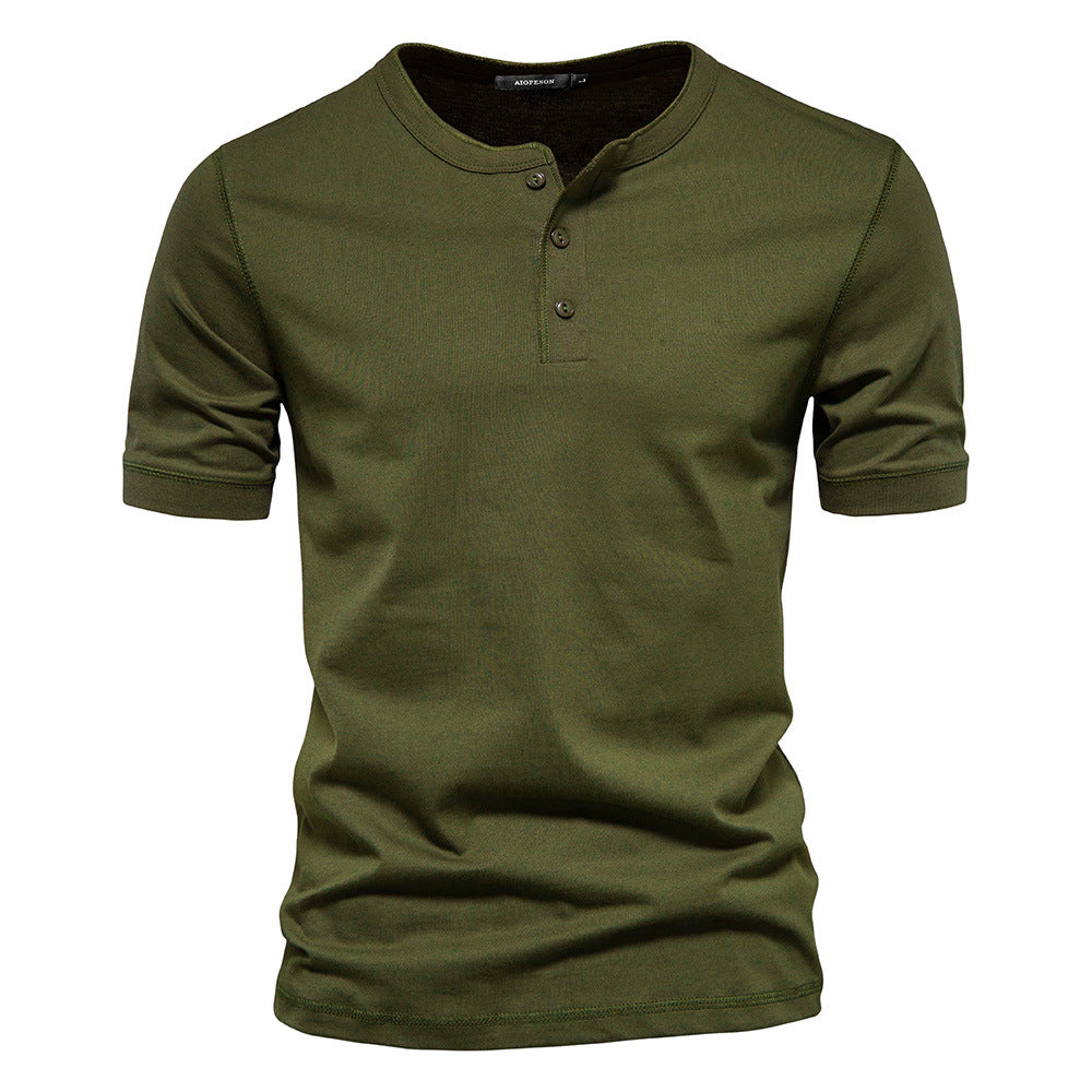 Men's Slim Fit Solid Color Round Neck Short Sleeve T-Shirt