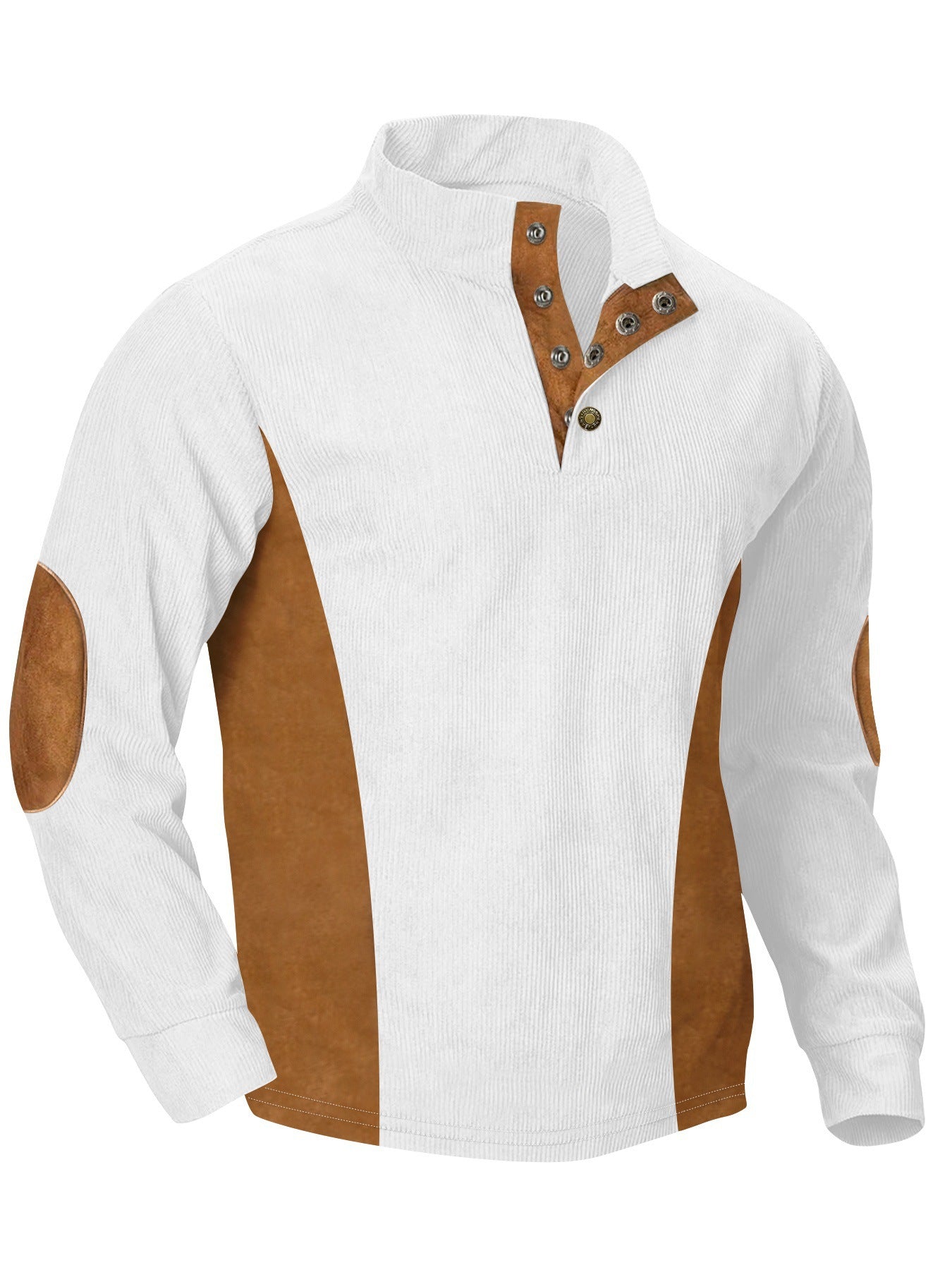 Men's casual stand collar long sleeve ribbed corduroy sweatshirt