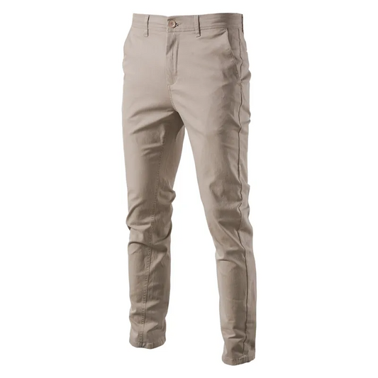 Simple and fashionable men's business all-match cotton solid color trousers comfortable