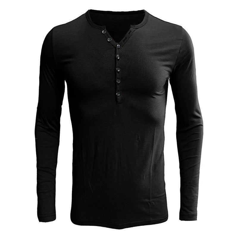 Men's T-shirts Long-sleeved men's bottoming shirts Henley shirts