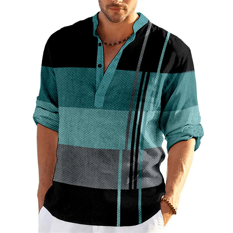 Men's striped business slim casual shirt long sleeve shirt