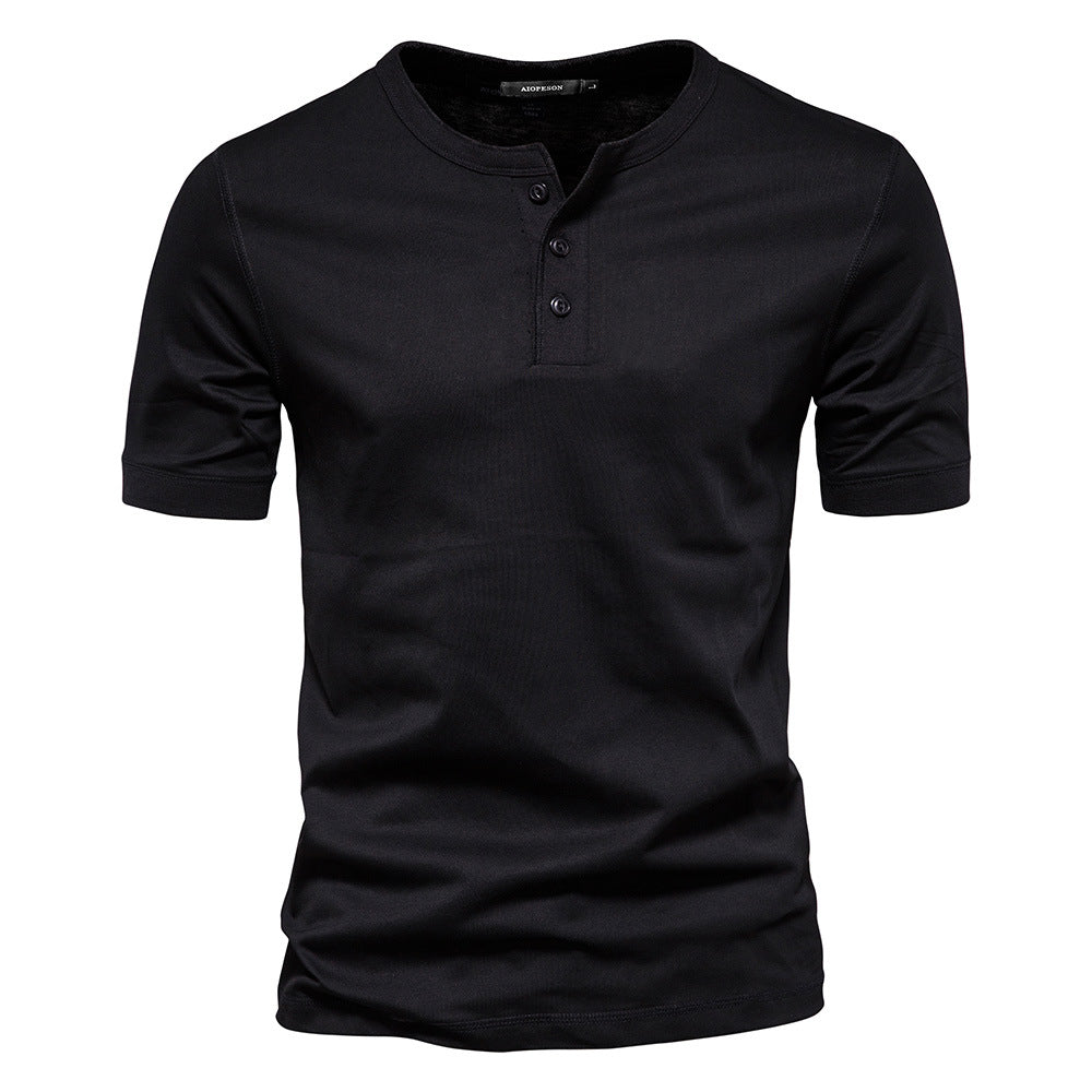 Men's Slim Fit Solid Color Round Neck Short Sleeve T-Shirt