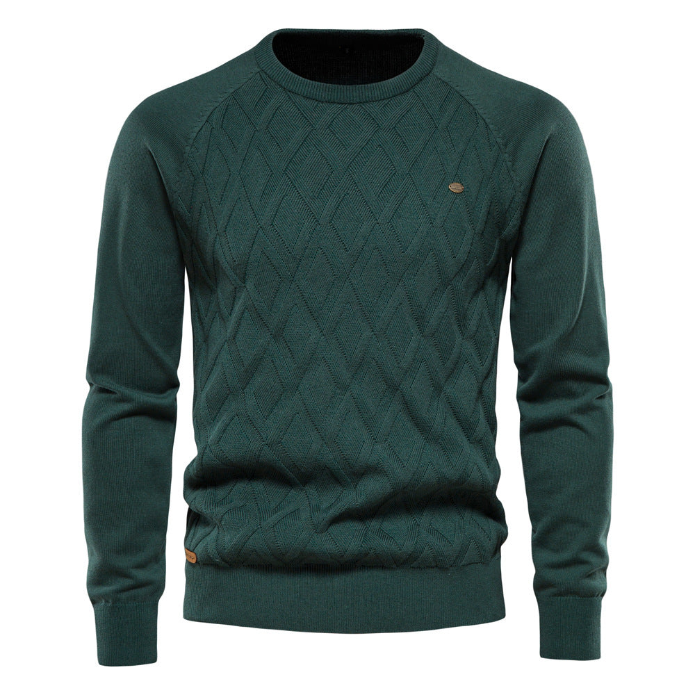 Men's pure cotton pullover solid color sweater