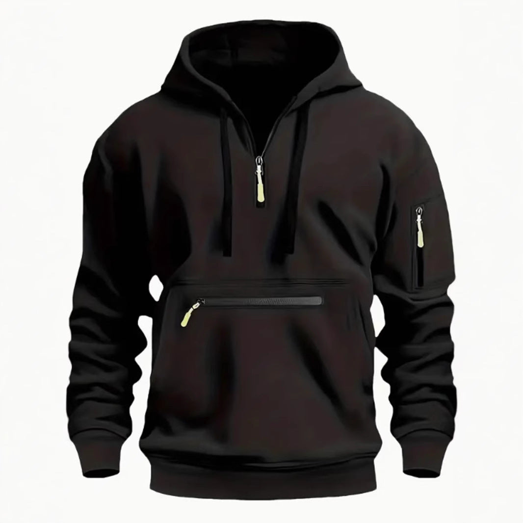 Men's Sweatshirt Hooded Arm Zipper Long Sleeve Pullover Trendy Hoodie Fashion