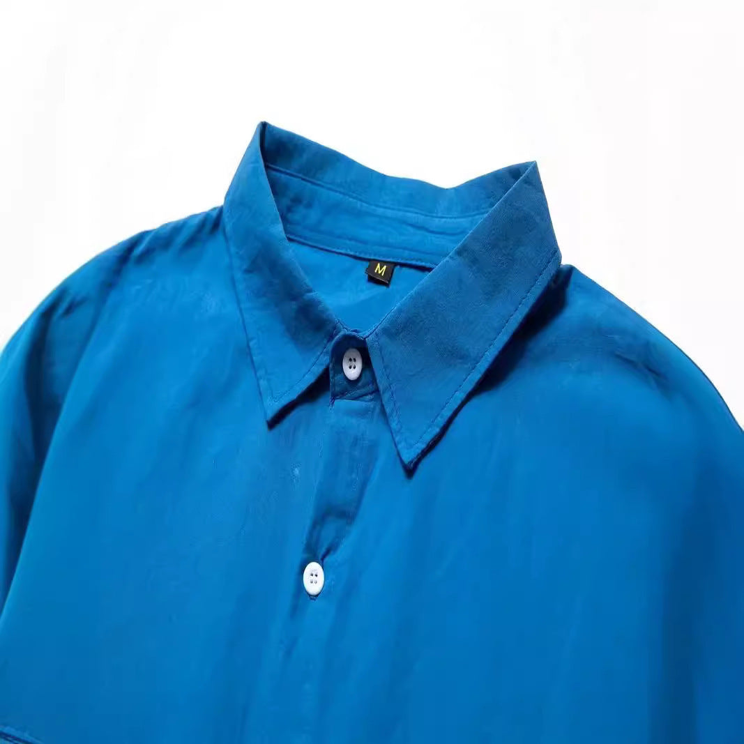 Men's casual fashion cotton and linen slim long-sleeved shirt